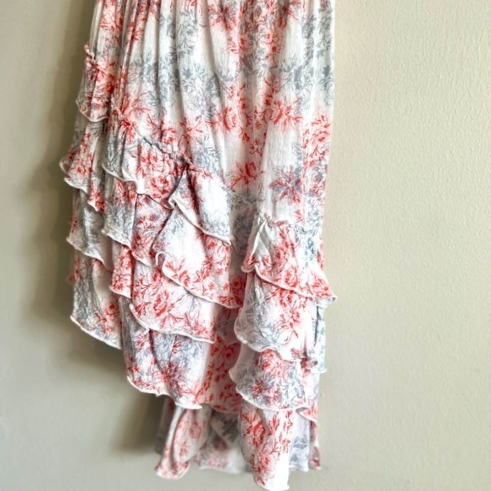 Free People Flutter By Asymmetric Floral  Ruffle Tank Top XS - Picture 9 of 12